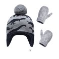 thumbnail image 2 of Minnieouse Gorro Conjunto de guantes Diseño de orejeras Gorros de punto para niños con patrones de dinosaurios Dibujos animados Accesorios de invierno Sombreros gris azul S 1-2 ans Minnieouse AP009413-04B, 2 of 6