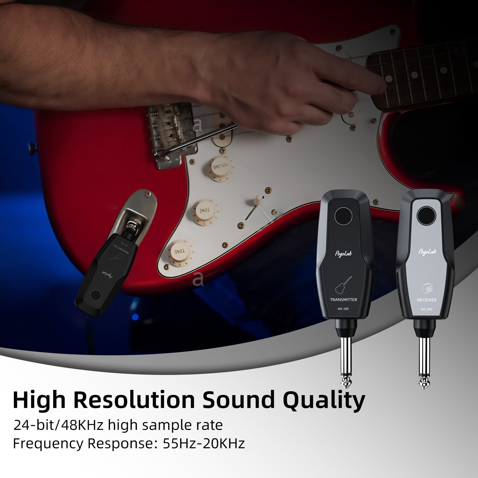 POGOLAB 2.4GHz Wireless Audio System 2.4G Guitar Wireless Transmitter &Receiver