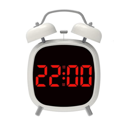 Double Bells Alarm Clock with Night Light Loud Alarm Desk Clock with Large LED Display 3 Brightness