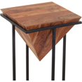 thumbnail image 5 of ZCLP 26-Inch Pyramid Shape Wooden Side Table with Cross Metal Base, Brown and Black, 5 of 6