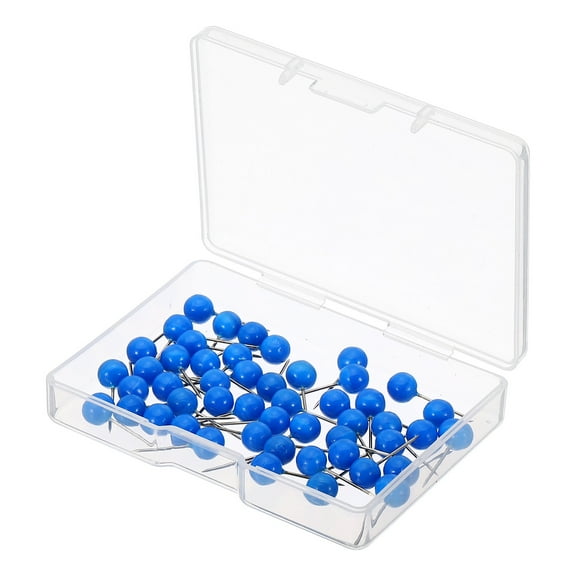 Uxcell Push Pins 6*17mm, 50pcs Round Head Metal Point Decorative Thumbtacks for Home Office Use, Navy Blue