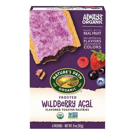 Nature's Path Organic Frosted Wildberry Açai Toaster Pastries, 11 oz (Pack of 1), Non-GMO, Fair Trade( Pack of 3 )