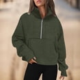 thumbnail image 2 of Bmisegm Women Sweatshirt Half Zip Short Pullover Quarter Zip Hoodie Autumn Clothing Dress Clothes Sweatshirts for Women Green XL, 2 of 5