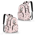 thumbnail image 5 of SCRAWLGOD Panda Cherry Blossom Paw Print Pink School Backpack for Boys Girls Backpack for Kids Teens Elementary Middle School 17 inch Portable Knapsack with Padded Strap, 5 of 7