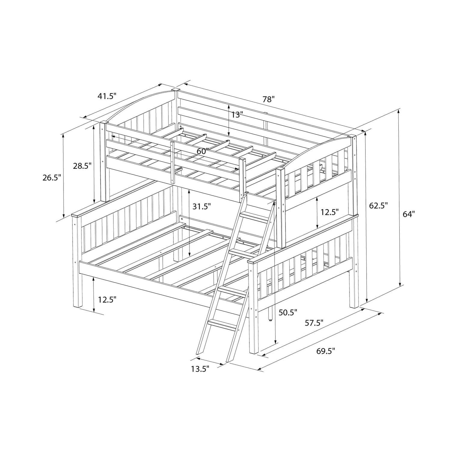 DHP Airlie Twin-Over-Full Bunk Bed with Ladder, Espresso
