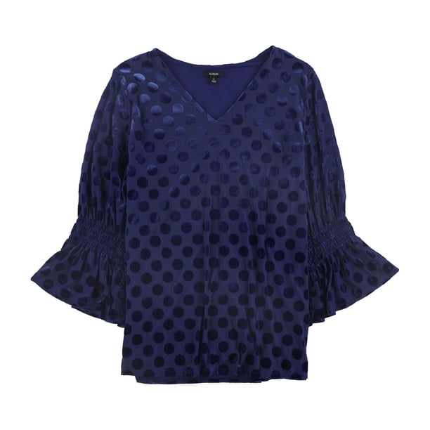 Blusa de Terciopelo con Lunares Alfani Azul Mediana