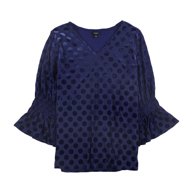 Blusa de Terciopelo con Lunares Alfani Azul Mediana