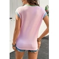 thumbnail image 2 of Pink Color Block Corded Knit Crew Neck Tee, 2 of 7