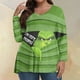 thumbnail image 2 of Camisetas navideñas del Grinch: pijamas a juego para mujer, tallas grandes, camisetas de manga larga con estampado, cuello en V, ropa informal, camisetas, pijamas navideños a juego para la familia,, 2 of 6