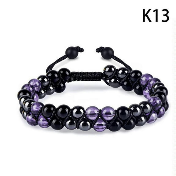 Triple Protection Bracelet, Tigers Eye Black Obsidian And Hematite Beads Bracelet For Men Women Amethyst Crystal Jewelry Healing Bracelets