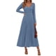 thumbnail image 1 of Vestido Maxi Suéter PRETTYGARDEN de Punto Acanalado Plisado Azul Talla S, 1 of 8