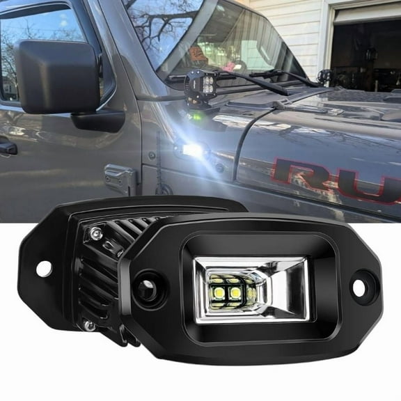 Nilight 2Pcs 20W 6inch Flush Mount Led Pods Flood Beam Led Work Light Offroad Fog Reverse Light Backup Lights Driving Lights for Bumper Truck ATV UTV SUV Boat