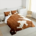 thumbnail image 3 of Manfei Cattle Hide King Size Comforter Sets,Rustic Farm Animal Bedding Comforter Set,Brown Beige Bedding Set For Teens,Super Cozy Room Decor,3pcs, 3 of 8