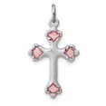 thumbnail image 1 of 925 Sterling Silver Pink Budded Croix Collier Pendentif Religieux, 1 of 8