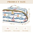 thumbnail image 4 of FORMRS Makeup Bag Travel Cosmetic Organizer for Women Fold Flat Zipper Pouch with Handle, White Hand Drawn Sailboats, 4 of 8