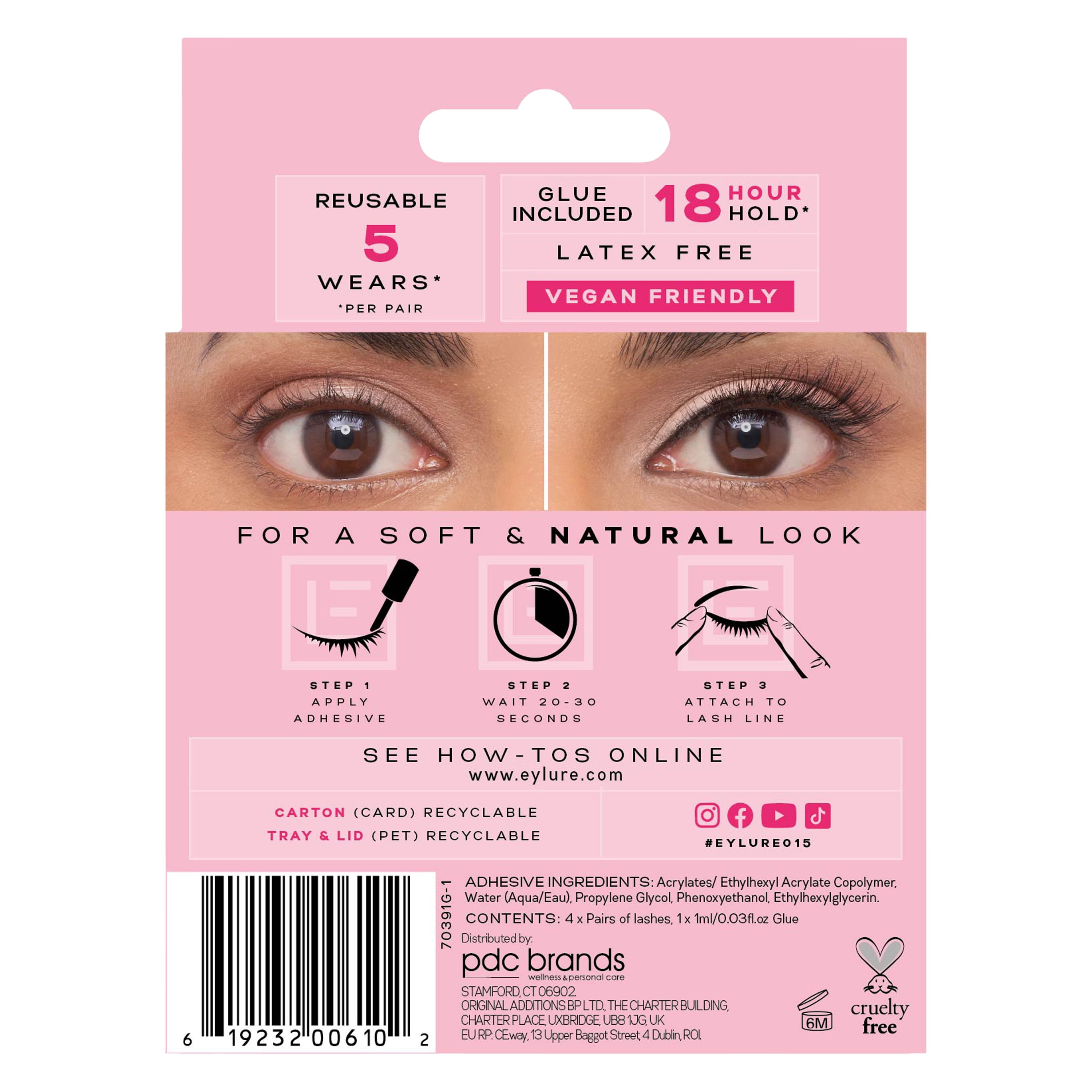 Eylure 3/4 Length Light & Wispy No. 015 Eyelashes, Multipack