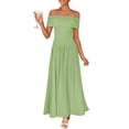 thumbnail image 1 of Vestido largo ZESICA para mujer, con hombros descubiertos, color salvia, tamaño mediano, 1 of 7