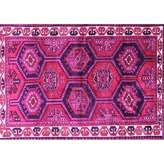 Ahgly Company Indoor Rectangle Persian Pink Traditional Area Rugs, 7' x 10'