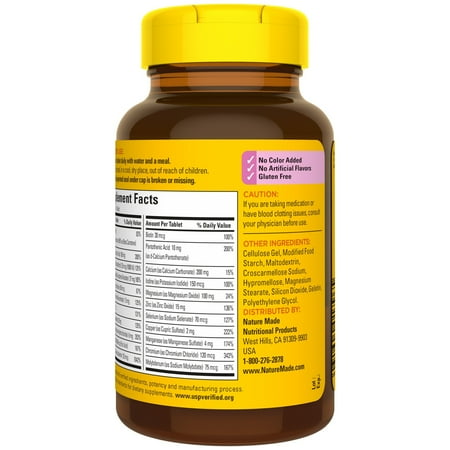 Nature Made Multivitamin For Women 50+ with No Iron Tablets, Women's Multivitamin, 90 Count