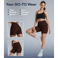 thumbnail image 3 of Nirlux Womens Biker Shorts With Pockets-Yoga Shorts For Women Regular & Plus Size For Gym & Yoga Size 18, 6" Inseam, Rum Raisin, 3 of 6