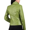 thumbnail image 2 of Women's Genuine Lambskin Leather Jacket Motorcycle Biker Leather Jacket W026, 2 of 3
