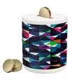 thumbnail image 1 of Geometric Piggy Bank, Retro Pattern with Colorful Mosaic Modern Optical Structure Illustration, Ceramic Coin Bank Money Box for Cash Saving, 3.6" X 3.2", Multicolor, by Ambesonne, 1 of 4