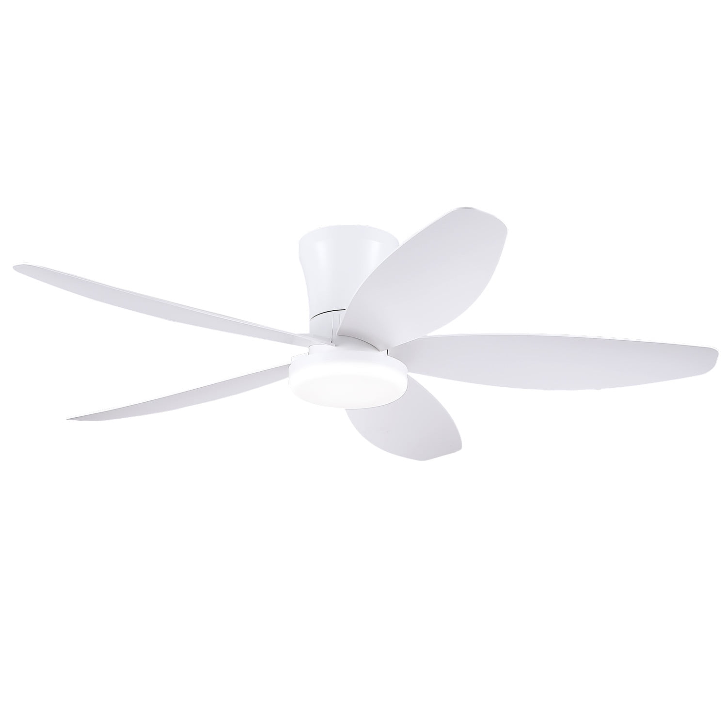 48" White Low Profile Ceiling Fan with Lights, Remote/APP Control, DC Reversible Motor, LED Dimmable Light, Flush Mount Ceiling Fan for Bedroom, Living Room, Indoor/Outdoor Patio Use