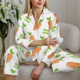 thumbnail image 6 of Yiaed Vegan Fruit Carrot Print Pajamas Women's Long Sleeve Sleepwear Soft Button Down Loungewear Pjs Lounge Set Nightwear Womens Pajama Pants-Medium, 6 of 7