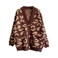 thumbnail image 3 of Fall Cardigans Women Loose Casual Leopard Print Long Sleeve V Neck Knit Sweater Outerwear Coats, 3 of 8