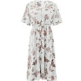 thumbnail image 5 of Cuteduck Women's summer casual plus-size Bohemian-style swing wrap dress with floral prints, V-neck and cinched waist, flowing and elegant mid-length dress 1X-5X, 5 of 7