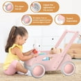 thumbnail image 4 of Andador de madera para bebés HOMEKOL de velocidad ajustable, color rosa, 4 of 6