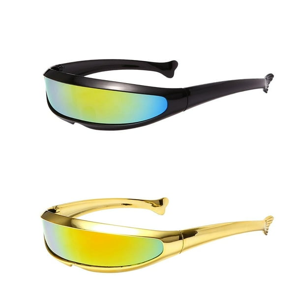 2x Futuristic Narrow Visor Colorful Lens Soledad anteojos con visera