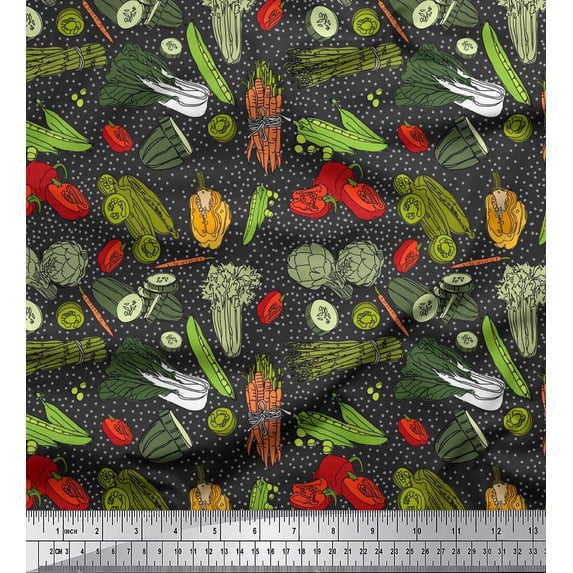 Soimoi Cotton Jersey Fabric Dot & Mix Vegetable Printed Craft Fabric by the Yard 58 Inch Wide