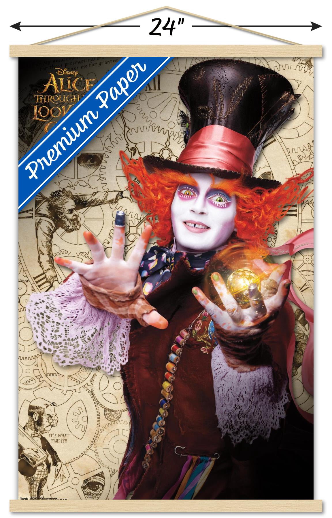 Disney Alice Through the Looking Glass - Mad Hatter Wall Poster with Wooden Magnetic Frame, 22.375" x 34"