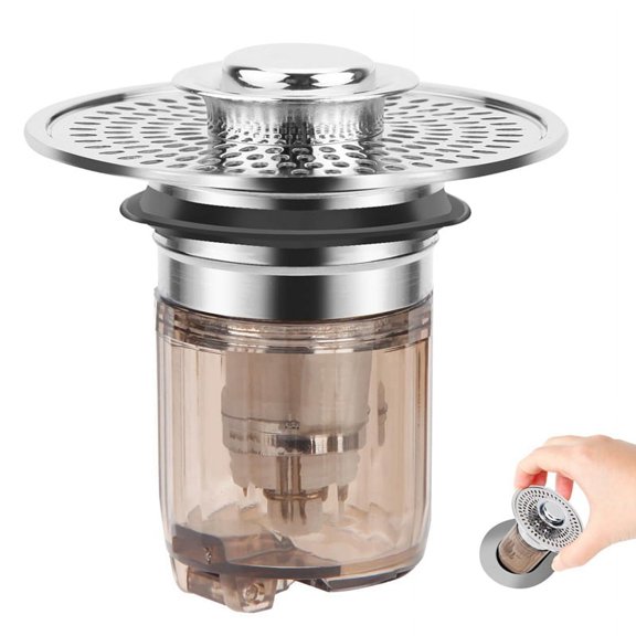 Athroom Sink Stopper and Drain Strainer 2 in 1 Catches Hair Debris Suitable for 1.34-1.46Inch Drainage Holes