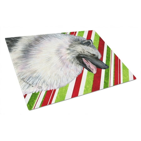 

Carolines Treasures SS4557LCB Keeshond Candy Cane Holiday Christmas Glass Cutting Board Large 12H x 16W multicolor