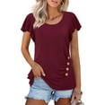 thumbnail image 2 of Women's Plus Casual Easter Shirts for Women Plus Size Casual Tops for Women Women's Tunic Ruffle Short Sleeve Shirt Summer O Neck Top Plus Size Tops for Women 4X-5X Boho, 2 of 6