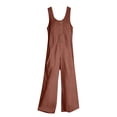 thumbnail image 4 of Women's Sleeveless Jumpsuit, U-Neck Straight Leg Romper with Side Pockets, Casual Summer One Piece Outfit for Beach Vacation and Daily Wear Khaki XL, 4 of 4