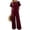 Wine, variant on OIOLOYJM Linen Lounge Sets for Women 2 Piece Summer Crew Neck Short Sleeve Shirts Lightweight Wide Leg Cotton Linen Pant Casual Matching Tracksuits Sets Pink XL