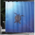 thumbnail image 4 of Ambesonne Ocean Shower Curtain, Sea Turtle in Deep Sea, 69"Wx75"L, Aqua Navy Brown, 4 of 5