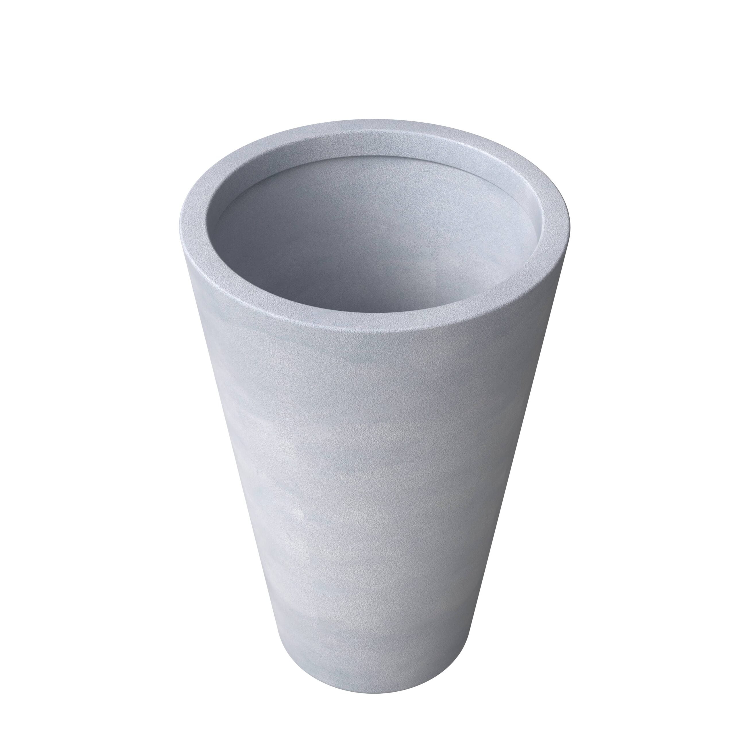 LeisureMod Pebble Series Poly Stone Planter 19.7." Dia 27.6" High in Grey