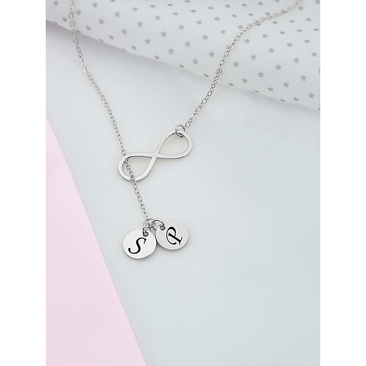 Personalized Two-Initial Round Circle Pendant with Infinity