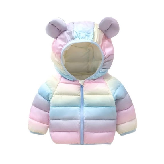 KAUOD Toddler Cute Puffer Coats Gradient Color Waterproof Hooded down Jackets Kids Baby Lightweight Insulated Ski Outwear