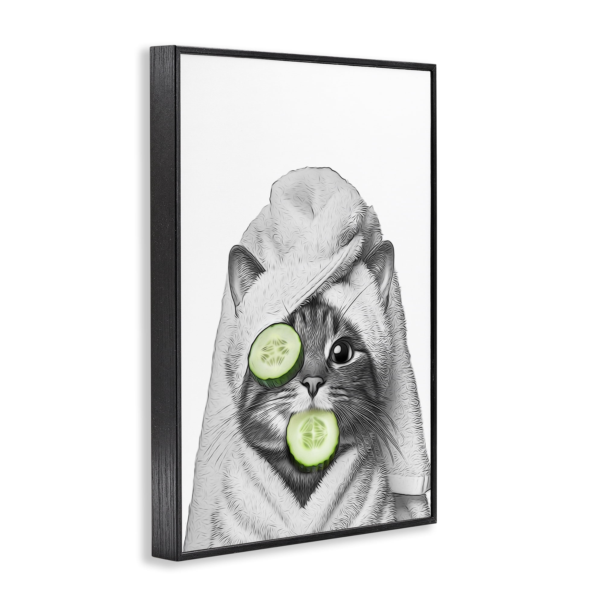 Stupell Industries Spa Bath Day Cat Typography Painting Black Framed Art Print Wall Art, 16 x 24