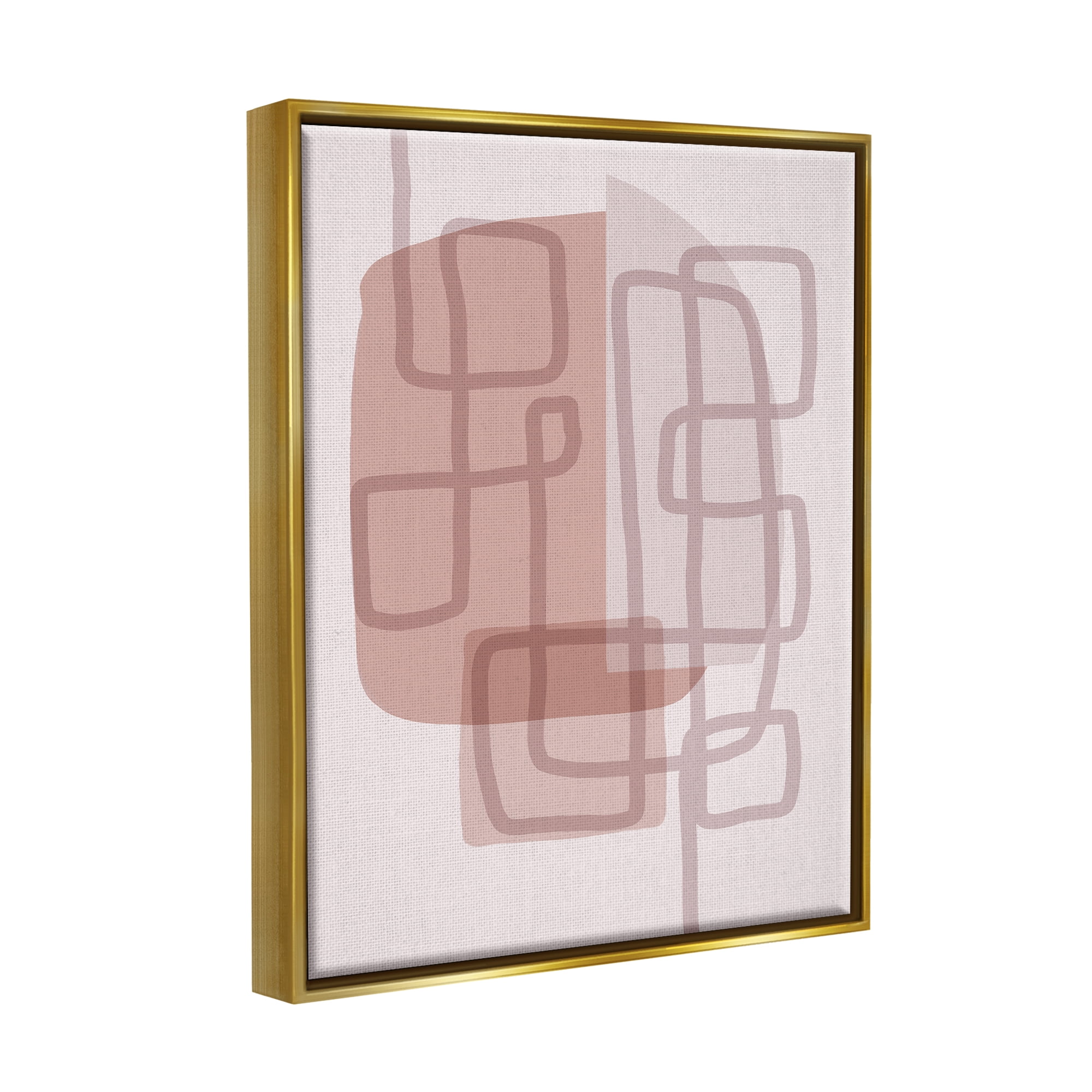 Stupell Industries Neutral Hues Abstract Shapes Abstract Painting Gold Floater Framed Art Print Wall Art