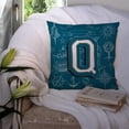 thumbnail image 3 of Letter Q Sea Doodles Initial Alphabet Fabric Decorative Pillow, 3 of 4