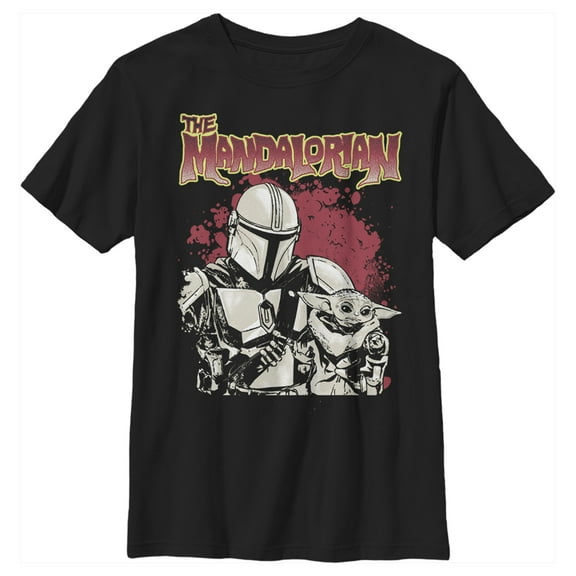 Boy's Star Wars: The Mandalorian Strong Attachment  Graphic Tee Black Large