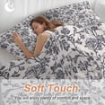 thumbnail image 4 of 3 Piece Spring Flowers Duvet Cover Set Queen Size,Microfiber Comforter/Quilt Cover with Corner Ties and 2 Pillowcases,Farmhouse Dark Blue Pastoral Floral Leaf All Season Bedding with Zipper Closure, 4 of 8