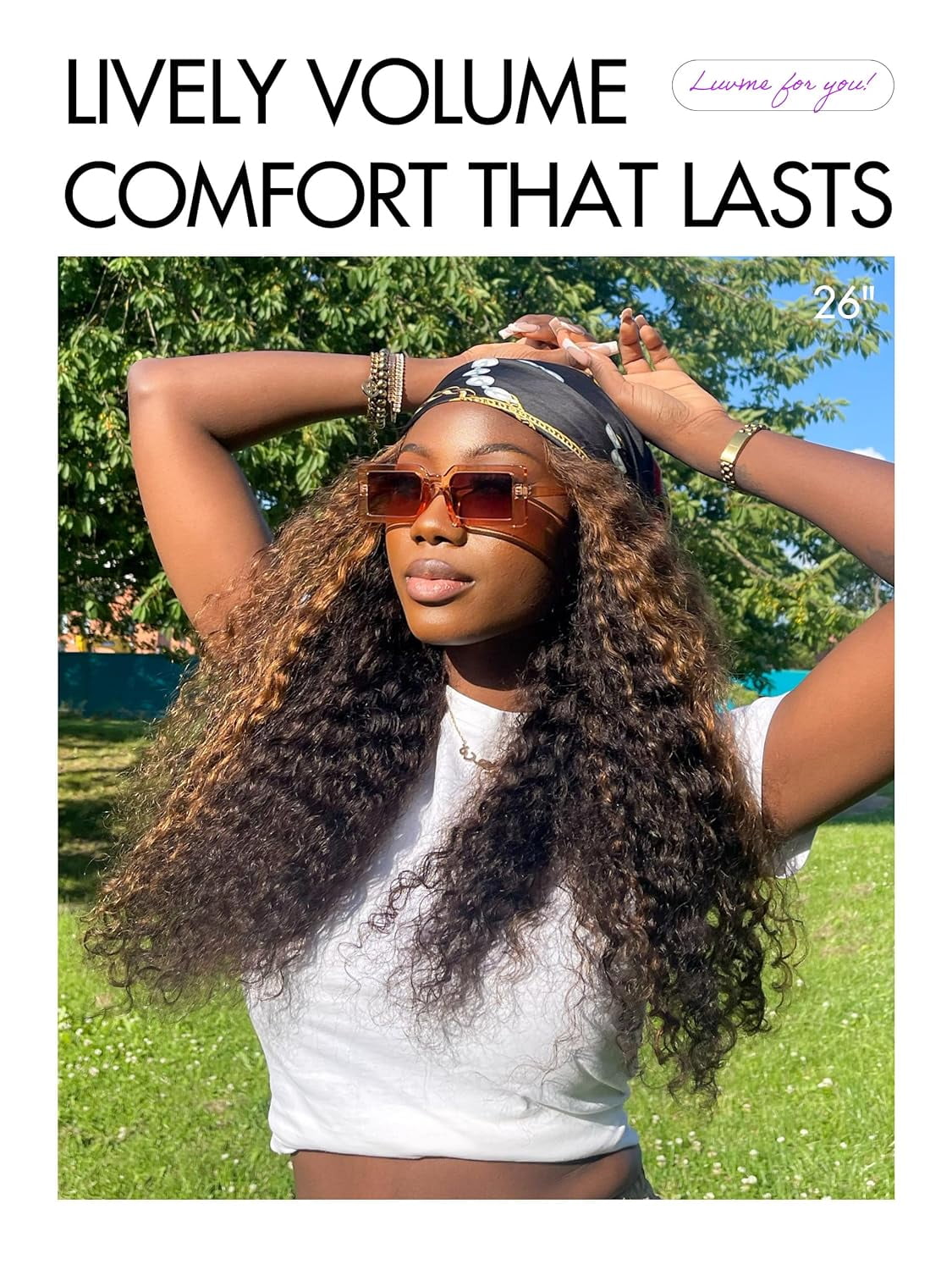 LUVME 7x6 PartingMax HD Lace Front Wigs 22" Water Wave Human Hair Pre Cut Plucked Glueless Hlighlight Color