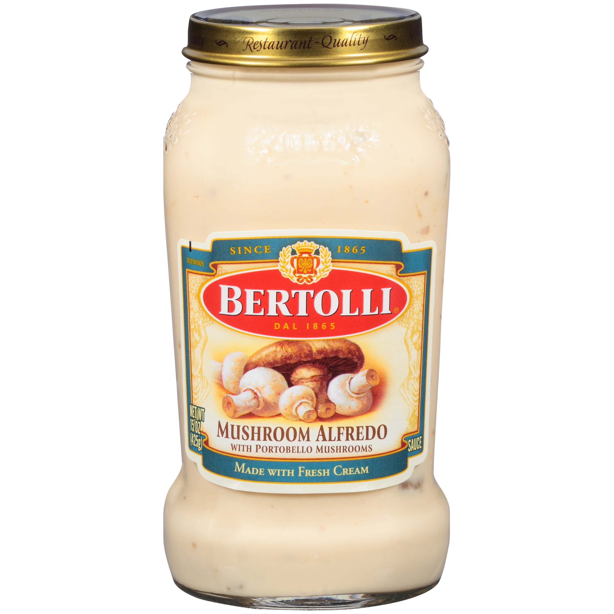 Bertolli Mushroom Alfredo with Portobello Mushrooms Pasta Sauce 15 oz